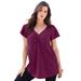 Plus Size Women's Flutter-Sleeve Sweetheart Ultimate Tee by Roaman's in Dark Berry (Size 26/28) Long T-Shirt Top