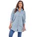 Plus Size Women's Kate Tunic Big Shirt by Roaman's in Pale Blue (Size 26 W) Button Down Tunic Shirt