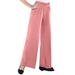 Plus Size Women's Wide-Leg Soft Knit Pant by Roaman's in Desert Rose (Size L) Pull On Elastic Waist