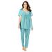 Plus Size Women's Silky 2-Piece PJ Set by Only Necessities in Pale Ocean (Size 3X) Pajamas