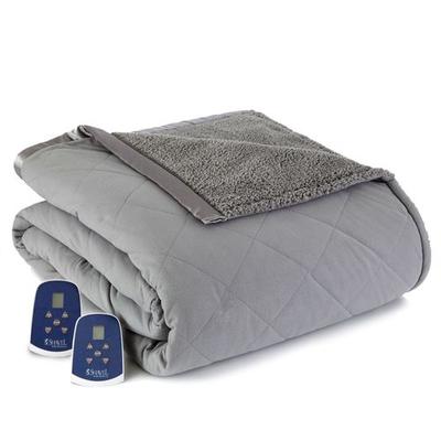 Micro Flannel Sherpa Heated Blanket, King, Gray