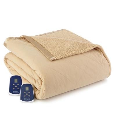 Micro Flannel Sherpa Heated Blanket, Full / Double, Tan