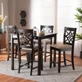 Baxton Studio Nicolette Modern Sand Fabric & Dark Brown Finished Wood 5-PC Pub Set - Wholesale Interiors RH340P-Sand/Dark Brown-5PC Pub Set