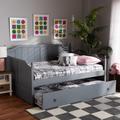 Baxton Studio Millie Cottage Farmhouse Grey Finished Wood Full Size Daybed with Twin Size Trundle - Wholesale Interiors MG0010-Grey-Daybed-Full