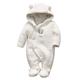 Baby Snowsuits Hooded Rompers Fleece Onesies Bear Pattern Jumpsuit Winter Outfits, White 6-9 Months