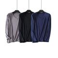 Wantschun Mens Modal Mix Bamboo Fiber V Neck Long Sleeve T-Shirt Undershirt Sleepwear Top Nightwear (Dark Grey+Black+Blue;UK M)