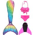 SPEEDEVE Mermaid Tail for Swimming Girls Cosplay Costume Swimmable Bikini with Monofin