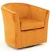Barrel Chair - Andover Mills™ Hansell 31" Swivel Barrel Chair Velvet, Solid Wood in Black/Brown | 30 H x 31 W x 27.5 D in | Wayfair