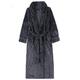 Men Winter Long Thick Warm Flannel Bathrobe Mens Kimono Bath Robe Dressing Gown,Grey-M