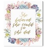 Gemma Violet Floral & Botanical She Believed Flowers Florals - Painting Print on Canvas in White | 36 H x 30 W x 1.5 D in | Wayfair