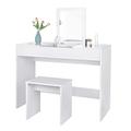 eSituro White Dressing Table Bedroom Corner Foldable Makeup Desk with Drawers Mirror Modern Vanity Table with Retro White Dressing Table Chair 1PC