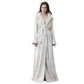 KINOW Luxurious Fluffy Dressing Gown Women Soft Fleece Nightgown House Coats Beige M