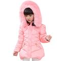 LPATTERN Little Girls Jacket Girls Kids Coat Hooded Windbreaker Outwear Parka Outwear Winter Clothes, Pink, 8-9 Years/140