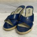 Michael Kors Shoes | Michael Kors Blue Wedge Espadrille Mules | Color: Blue/Tan | Size: 6.5