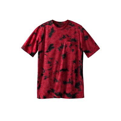 Men's Big & Tall Shrink-Less™ Lightweight Longer-Length Crewneck Pocket T-Shirt by KingSize in Red Marble (Size 8XL)