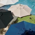 Octagonal Outdoor Market Patio Umbrella - Black, Champagne/Black, 7-1/2' Dia. - Grandin Road