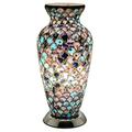 Britalia Blue & Pink Tile Mosaic Glass Vintage Vase Table Lamp 38cm | Chrome Base | 1 x ES E27 Bulb Required (Not Included) | Study - Bedroom - Lounge | Desk Light