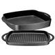 Bruntmor 2-in-1 Pre-seasoned Square Cast Iron Dutch Oven With Dual Handles, Non stick Pan with Grill, Casserole Dish with Lid for Braising Dishes, Crock Pot Covered With Cast Iron, Oven Safe Skillet