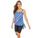 Plus Size Women's Blouson Tankini Top with Adjustable Straps by Swim 365 in Multi Watercolor Stripe (Size 18)