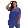 Plus Size Women's Crisscross-Back Ultimate Tunic by Roaman's in Ultra Blue (Size 14/16) Long Shirt