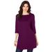 Plus Size Women's Boatneck Ultimate Tunic with Side Slits by Roaman's in Dark Berry (Size 42/44) Long Shirt