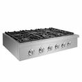 NXR Professional Ranges Liquid Propane Pro Style 36" Gas Cooktop w/ 6-Burners in Stainless Steel in Black/Gray | 7.5 H x 26.7 W x 36 D in | Wayfair