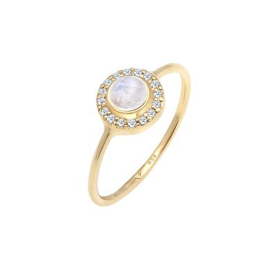 Elli DIAMONDS - Verlobung Mondstein Diamant (0,08 ct) 585 Gelbgold Ringe 1 ct Damen