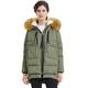 Orolay Women's Thickened Down Jacket Hooded with Faux fur Green+Fur Trim XXL