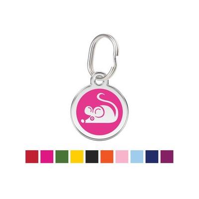 Red Dingo Mouse Personalized Stainless Steel Cat ID Tag, Small, Hot Pink