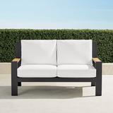 Calhoun Loveseat with Cushions in Aluminum - Linen Flax, Standard - Frontgate