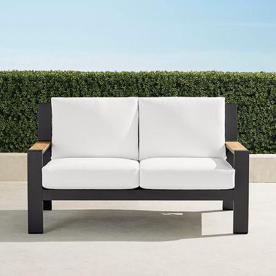 Calhoun Loveseat with Cushions in Matte Black Aluminum - Standard, Sailcloth Aruba - Frontgate