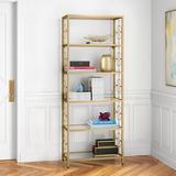 Etta Avenue™ Elle 72.3" H x 28" W Iron Etagere Bookcase in Black/Yellow | 72.3 H x 28 W x 15.1 D in | Wayfair 1DA6664E91C44A818D14E2D004061F73