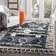 SAFAVIEH Marokkanisch inspiriert Teppich für Wohnzimmer, Esszimmer, Schlafzimmer - Kenya Collection, Hoher Flor, Kohle und Elfenbein, 160 X 229 cm