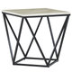 Beistelltisch Beige MDF Marmor Optik quadratisch 50x50 cm mit schwarzem Metallgestell Modern Glamour Stil Sofatisch Wohnzimmer Salon Möbel