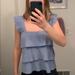 J. Crew Tops | J-Crew Nwt Blue Ruffled Tank Top | Color: Blue/Tan/White | Size: Xxs