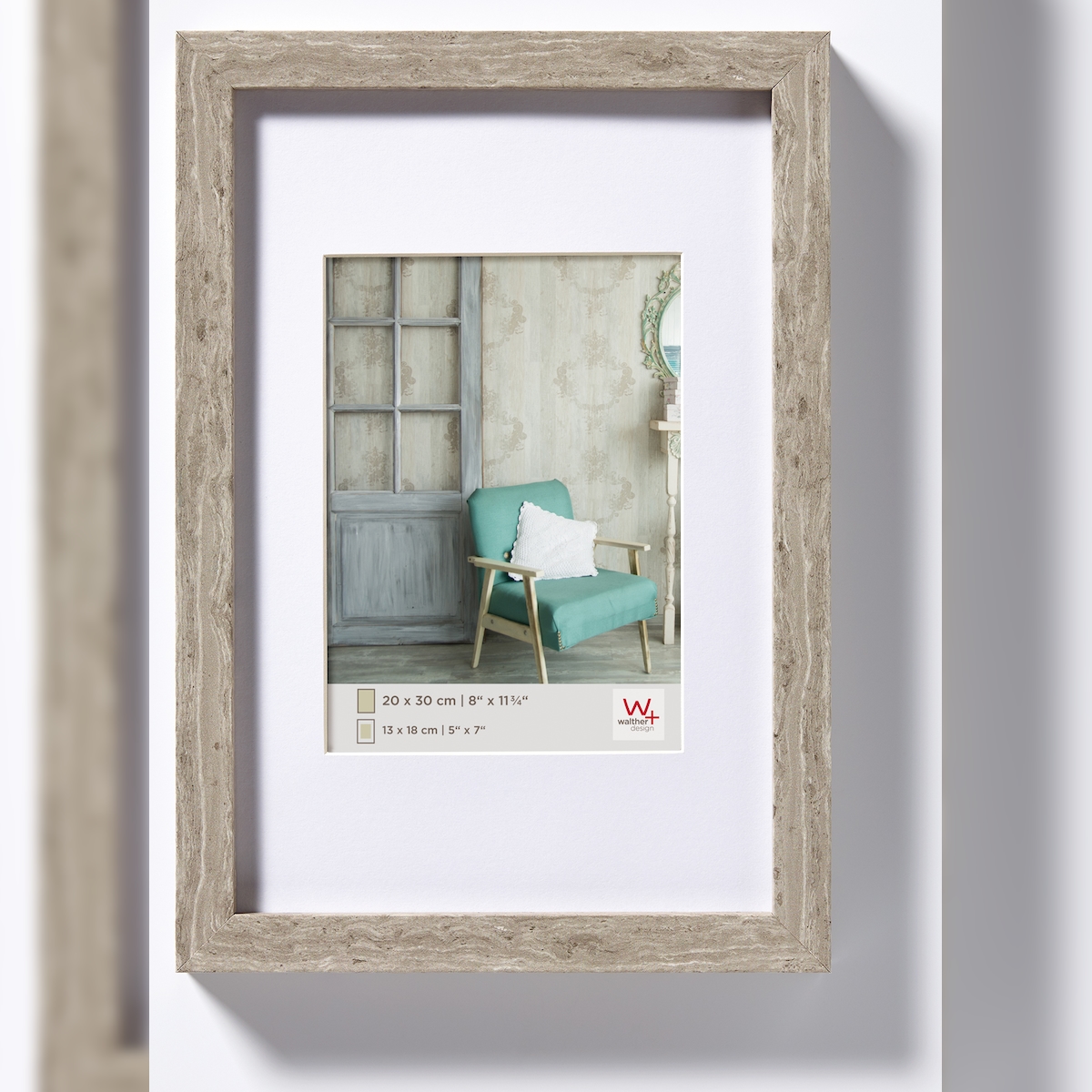walther + design Stockholm Holz Bilderrahmen 60x80 cm GRAU Image