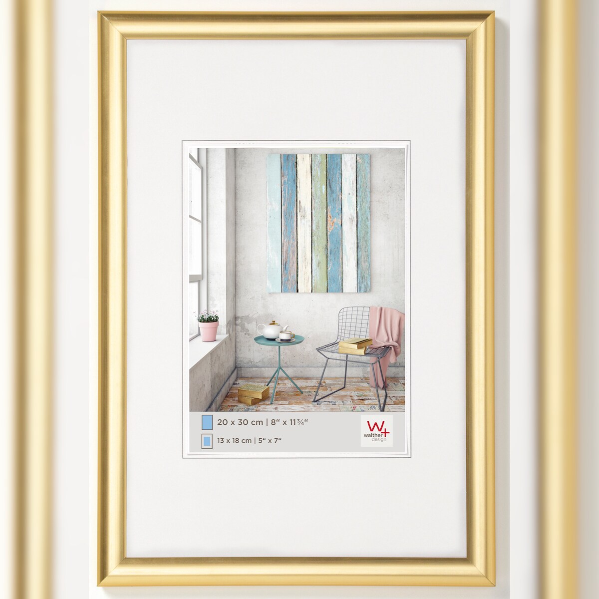 walther + design Trendstyle Kunststoff Bilderrahmen, gold, 50 x 70 cm Image