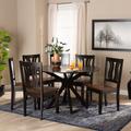 Baxton Studio Mare Modern Transitional Two-Tone Dark Brown & Walnut Brown Finished Wood 7-PC Dining Set - Wholesale Interiors Mare-Dark Brown/Walnut-7PC Dining Set