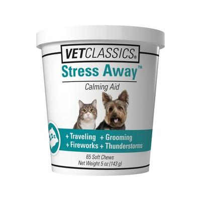 VetClassics Stress Away Calming Aid Soft Chews Dog & Cat Supplement, 65 count