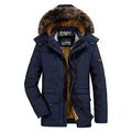 BININBOX Men's Winter Cotton Parka Thick Warm Coat with Detachable Hood Long Jacket (Blue, 2XL = Tag 4XL)