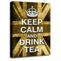 LR Keep Calm Wall Art Canvas Picture Drink Tea Brown Cream Union Jack Home Framed Panel Print Ready to Hang