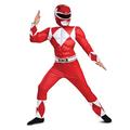 DISGUISE Official Premium Red Power Rangers Costume Kids, Muscle Power Rangers Fancy Dress Up Outfit for Children Suit Halloween Birthday World Book Day Costumes for Boys M