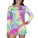 Women's Concepts Sport Texas Rangers Velodrome Tie-Dye Long Sleeve Top & Shorts Set