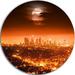 Design Art 'Dramatic Full Moon over Los Angeles' Photographic Print on Metal in Orange/Red | 36 H x 36 W x 1 D in | Wayfair MT10052-C23