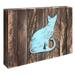 Designocracy Cat Block Art on Reclaimed Wooden Board Wall Décor in Brown/Green/White | 9 H x 12 W x 1.5 D in | Wayfair 98112-128