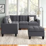 Gray Sectional - Andover Mills™ Pawnee 84" Wide Left Hand Facing Corner Sectional w/ Ottoman Polyester/Upholstery | 35 H x 84 W x 84 D in | Wayfair