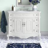 Lark Manor™ Gondola 42" Single Bathroom Vanity Set Wood/Marble in White | 35 H x 42 W x 21 D in | Wayfair 5D42AF226C144DEDB32CF61DEBED83D9