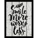Buy Art For Less Smile More Worry Less by Marilu Windvand - Picture Frame Textual Art Print on Paper in Black | 16 H x 12 W x 1.25 D in | Wayfair