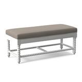 Birch Lane™ Alleghany Solid Wood Bench Linen/Polyester/Performance Fabric/Wood/Cotton in Gray/White/Brown | 20 H x 46 W x 19 D in | Wayfair