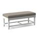 Birch Lane™ Alleghany Solid Wood Bench Linen/Performance Fabric/Polyester/Wood/Cotton in Gray/White/Brown | 20 H x 46 W x 19 D in | Wayfair
